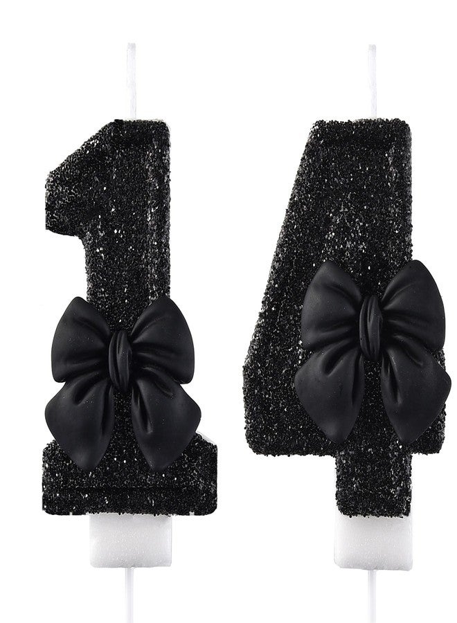 AOOLADA 14 & 41 Birthday Candle, 14th & 41st Cake Candles, Number 14 & 41 Birthday Candles for Cake Topper Decoration, Black - Image 1